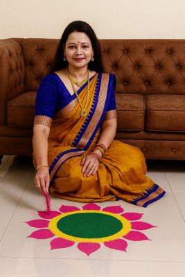 Afronza Temple Border Sambalpuri Cotton Linen, Pure Silk Saree(Mustard)