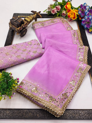 VRAJTEX FAB Embroidered Bollywood Net Saree(Purple)
