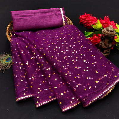 CHITRA FASHION Printed Bollywood Net Saree(Purple)
