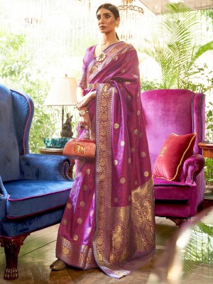 ANOUK Woven Banarasi Silk Blend Saree(Maroon)