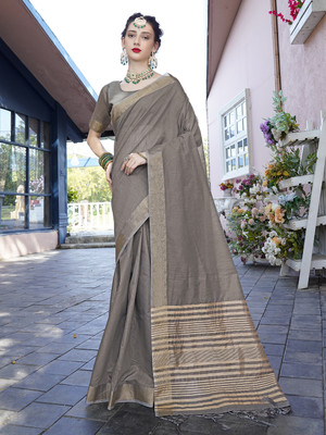 ANOUK Woven Mysore Organza Saree(Grey)