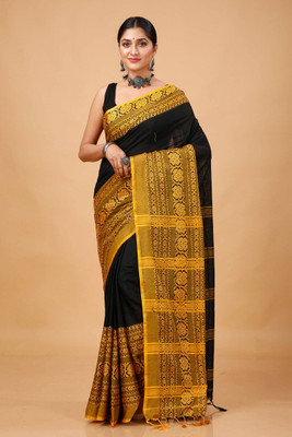 ADbutiq Self Design Bollywood Handloom Cotton Blend Saree(White)