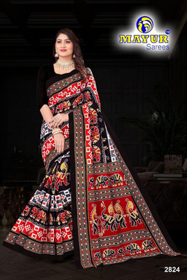 Sumit Textiles Printed Sambalpuri Cotton Blend Saree(Multicolor)