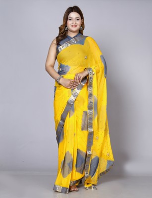 VL SAREES Embellished Bollywood Georgette Saree(Grey, Yellow)