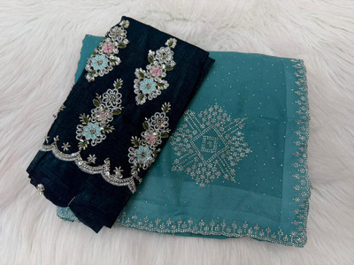 bhavika silk mills Embellished Bollywood Georgette Saree(Blue)