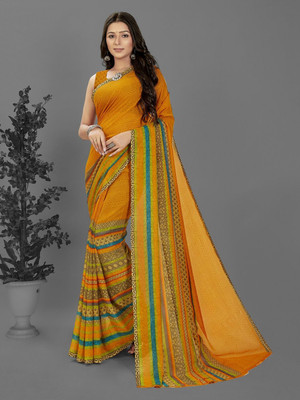 Moda Rapido Printed Daily Wear Georgette Saree(Yellow)