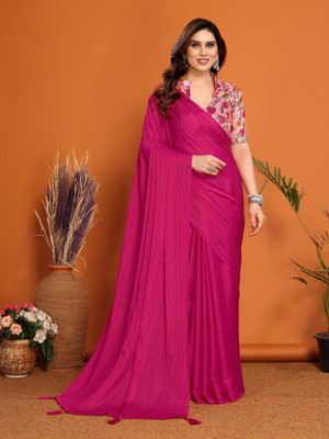Meet Trendz Embellished Bollywood Georgette Saree(Pink)