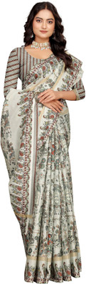 HouseOfCommon Printed Kanjivaram Pure Cotton, Cotton Silk Saree(Multicolor)