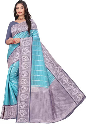 PARAMPARA CREATION Woven Kanjivaram Pure Silk Saree(Light Blue)