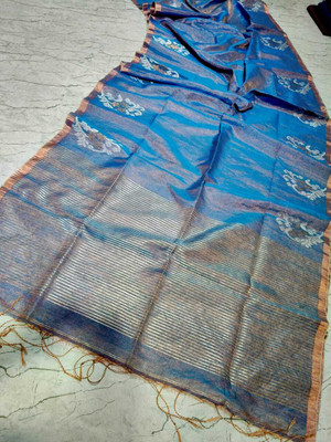 S.K. HOUSE Self Design Jamdani Linen Saree(Multicolor)