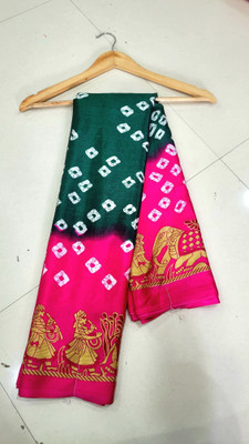S.R.TEXTILES Printed Bandhani Crepe Saree(Multicolor)