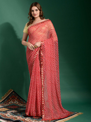 Tasrika Embellished Bollywood Chiffon Saree(Red)