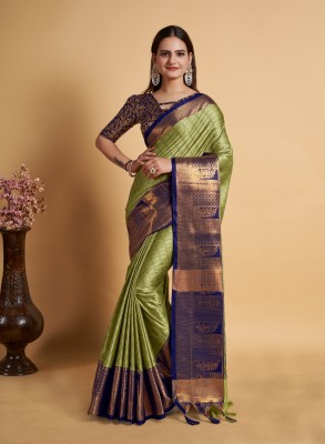 Juhi Collection Self Design Dharmavaram Cotton Silk Saree(Beige)