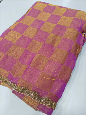 Vragi Embellished Bollywood Chiffon Saree(Purple)