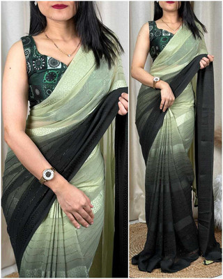 Dhanlaxmi CreationLLP Embellished Bollywood Georgette Saree(Green)