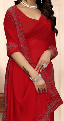 sarang fab Embellished Bollywood Georgette Saree(Red)