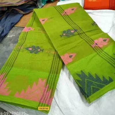 BiswasTextiles Self Design Tant Pure Cotton Saree(Light Green)