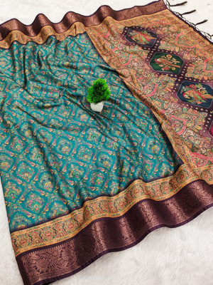 AVANTIKA FASHION Printed Kanjivaram Pure Silk, Art Silk Saree(Light Green)