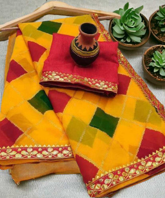 EVERYDAY CREATION Digital Print Bollywood Georgette Saree(Yellow)