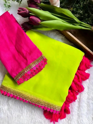 Tejal Creation Self Design Bollywood Georgette Saree(Green)