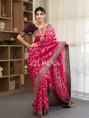 DEVATVAM Woven Banarasi Jacquard Saree(Pack of 2, Red)