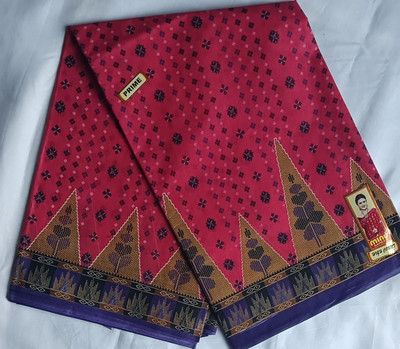 Minu Fashion Woven, Printed, Digital Print Bollywood Pure Cotton Saree(Red)