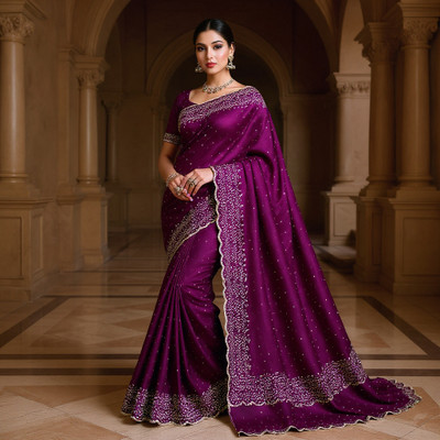 MAHAMANI Woven, Self Design Bollywood Art Silk Saree(Purple)