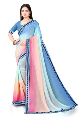 Fashion Day Solid/Plain Bollywood Georgette Saree(Beige)