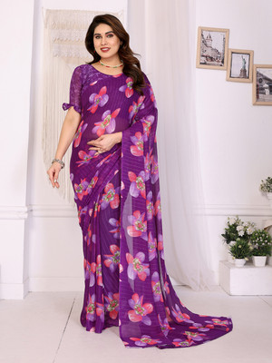Anand Sarees Printed Bollywood Georgette Saree(Purple)
