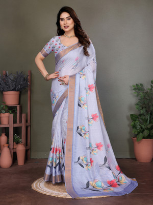 HITESH ENTERPRISE Self Design Handloom Cotton Linen Saree(Grey)