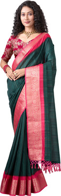 nirmal creation Embellished Banarasi Jacquard Saree(Red)