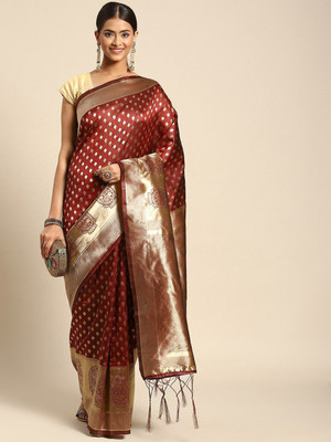ANOUK Woven Chanderi Silk Blend Saree(Maroon)