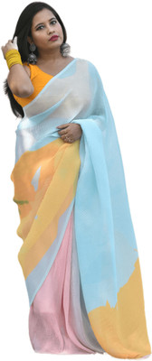 Sidhidata Geometric Print, Digital Print, Self Design Bollywood Georgette Saree(Yellow)