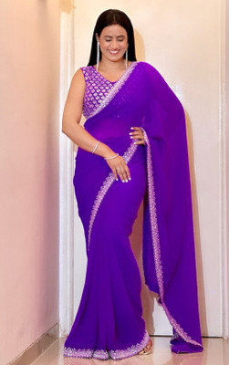 Avishafab Embroidered Bollywood Georgette Saree(Blue)