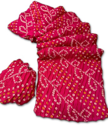 radhe creation Printed Bandhani Silk Blend, Art Silk Saree(Pink)