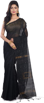 ADbutiq Self Design Bollywood Cotton Blend Saree(Black)