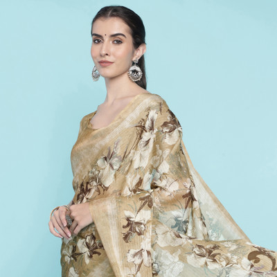 Divastri Printed Bollywood Silk Blend Saree(Yellow)