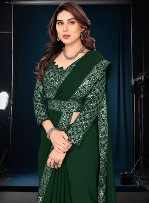 Kalavrit Creation Embroidered Bollywood Georgette Saree(Green)