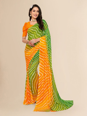 Moda Rapido Printed, Self Design Daily Wear Georgette Saree(Orange)