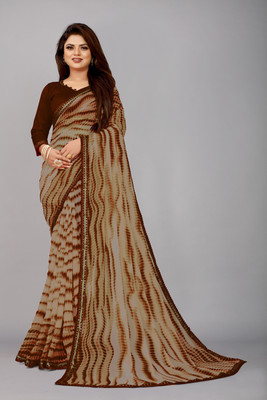 LIMTD Printed Bollywood Georgette Saree(Brown)