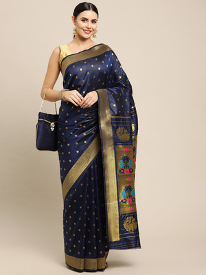 AMIRAT CLOTING Self Design Kanjivaram Jacquard Saree(Dark Blue)