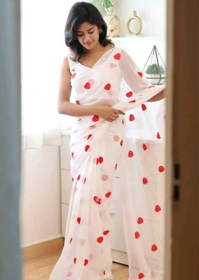 Arpita Fashion Embroidered, Self Design Bollywood Georgette Saree(White)