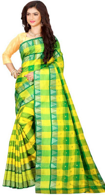 Puspa Fashion Self Design Tant Pure Cotton Saree(Multicolor)