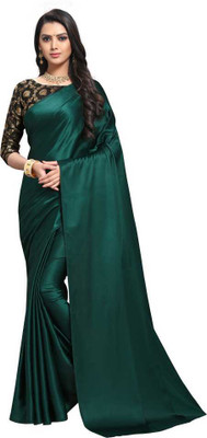 Shrilaxmisari Self Design Bollywood Satin Saree(Green)