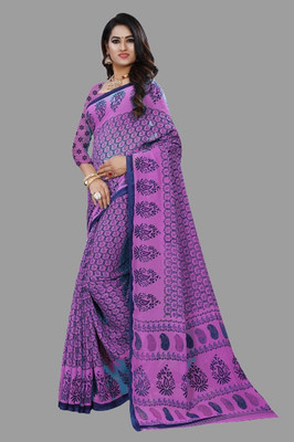 THE PRIVATE LABLE Printed Mysore Georgette Saree(Purple)