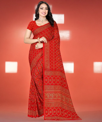 Leelavati Printed Daily Wear Georgette Saree(Red)