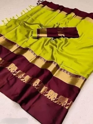 Shruti Bandhani Woven Kanjivaram Cotton Silk Saree(Multicolor)