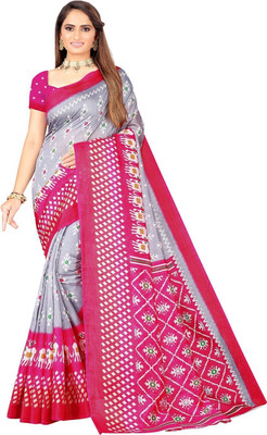 Saadhvi Self Design Ikkat Art Silk Saree(Grey)