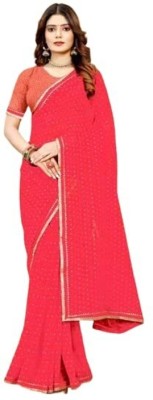 Keerat Fashion Self Design Chanderi Cotton Blend Saree(Red)