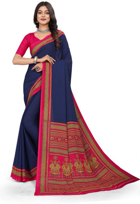 Vimla Printed Daily Wear Crepe Saree(Dark Blue)